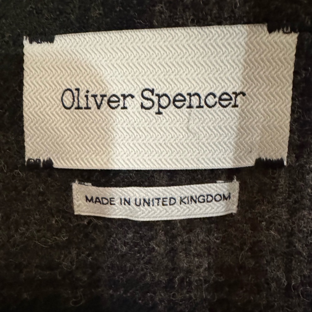 Oliver Spencer Grandpa Combe Navy and Green Wool Coat - Picture 5 of 10